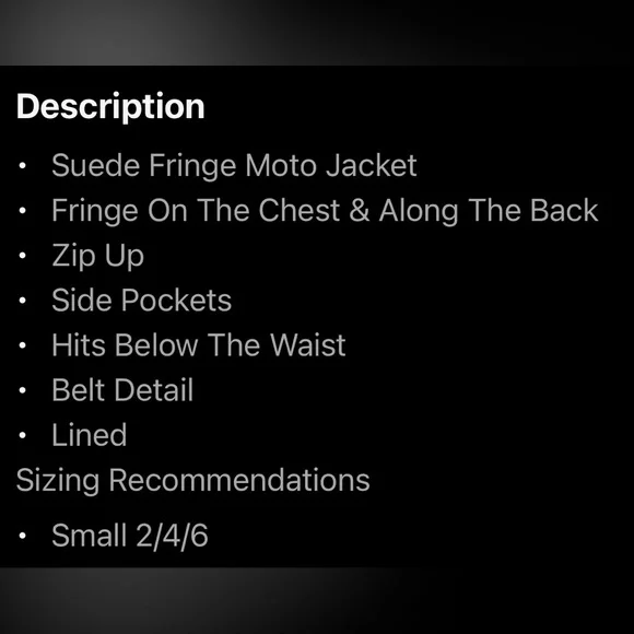 Suede Moto Jacket fringe NWT - Picture 4 of 4